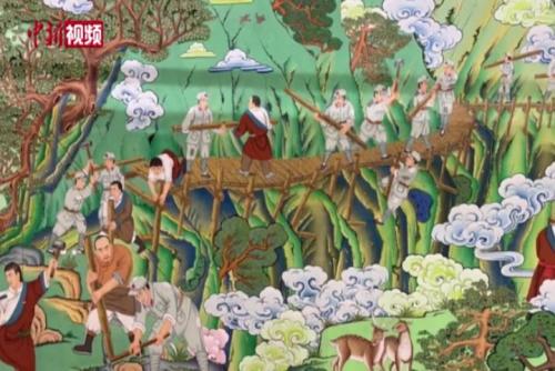 画师联合创作“红军长征过甘南”巨幅唐卡