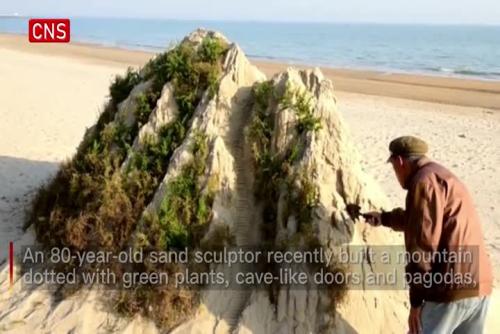 Man creates unique sand sculpture on Qinhuangdao coast 