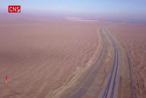 First highway threads through China's fourth largest desert
