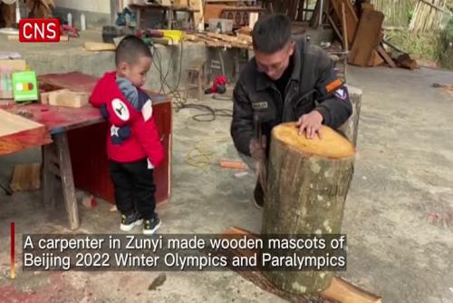 Carpenter makes wooden mascots of Winter Olympics and Paralympics