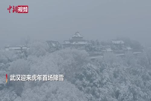 航拍武汉大学雪景