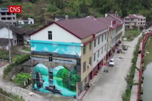 3D wall paintings help popularize village