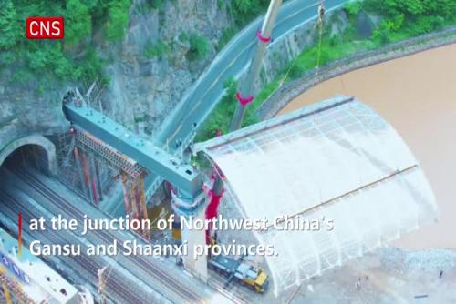 World's largest span railway flexible steel tunnel shed installed in SW China
