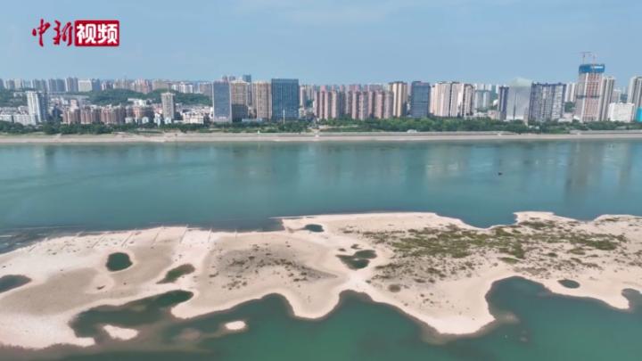 长江宜昌段水位“汛期反枯”  滩涂裸露清晰可见