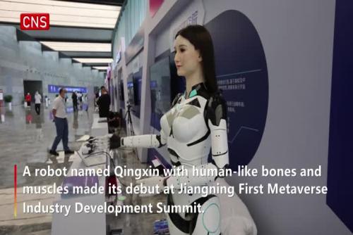 Humanoid robot debuts at Jiangning 1st Metaverse Industry Development Summit