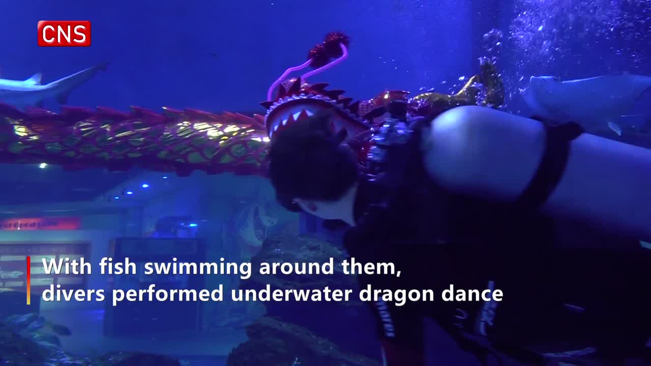 Underwater dragon dance to welcome Spring Festival in Wuhan