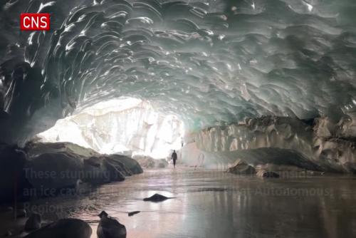 Dazzling ice cave spectacle in Tibet