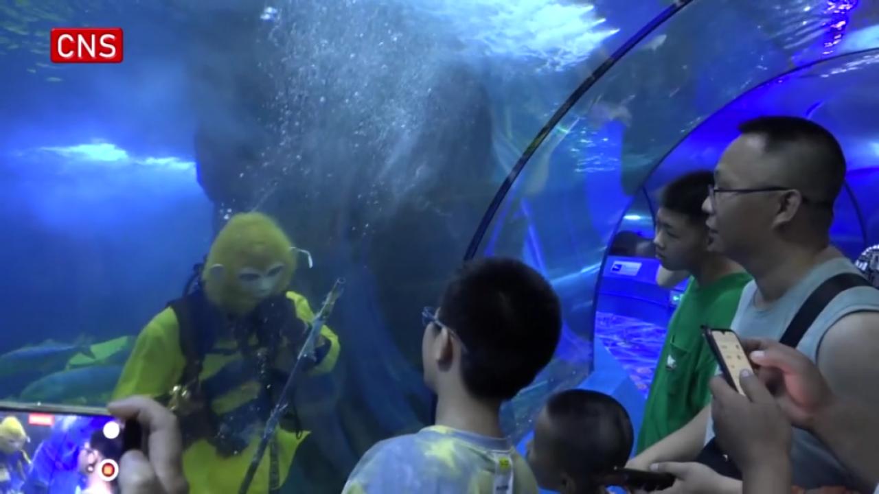 Underwater 'Monkey King' performance stages in NE China