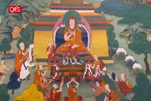 30-meter-long thangka painting displayed in Gansu