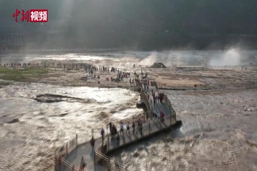 黃河壺口瀑布現水岸齊平景觀