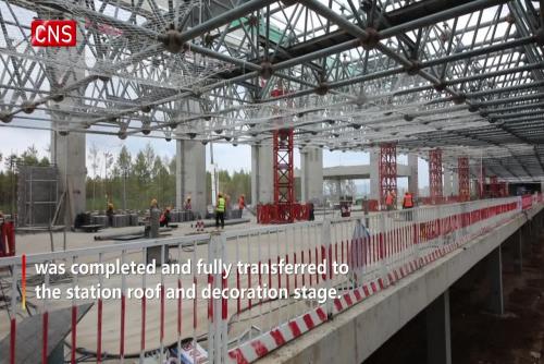 Main structure of China's northernmost high-speed railway station constructed