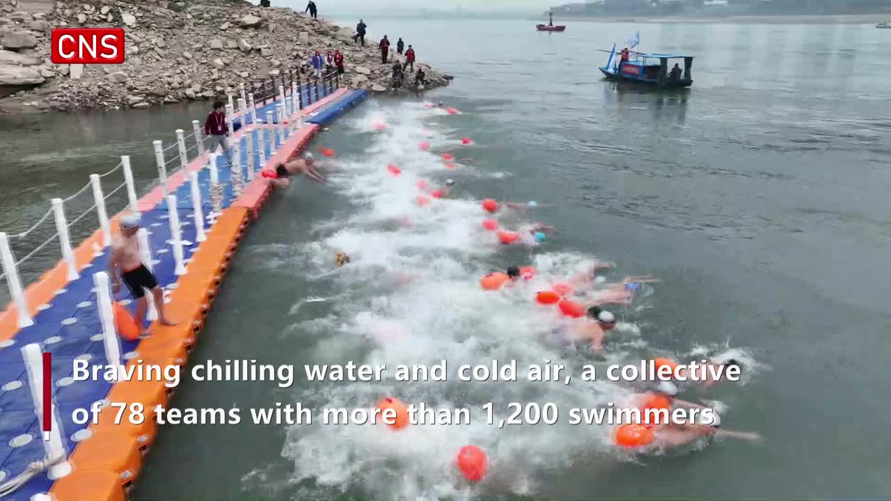 Yangtze River witnesses hundreds of winter swimmers in Hubei