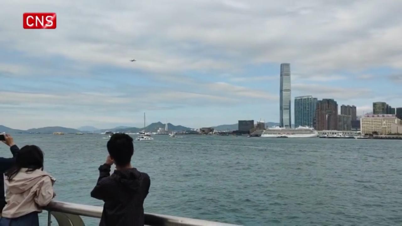 Mainland-made plane performs flypast over Victoria Harbour