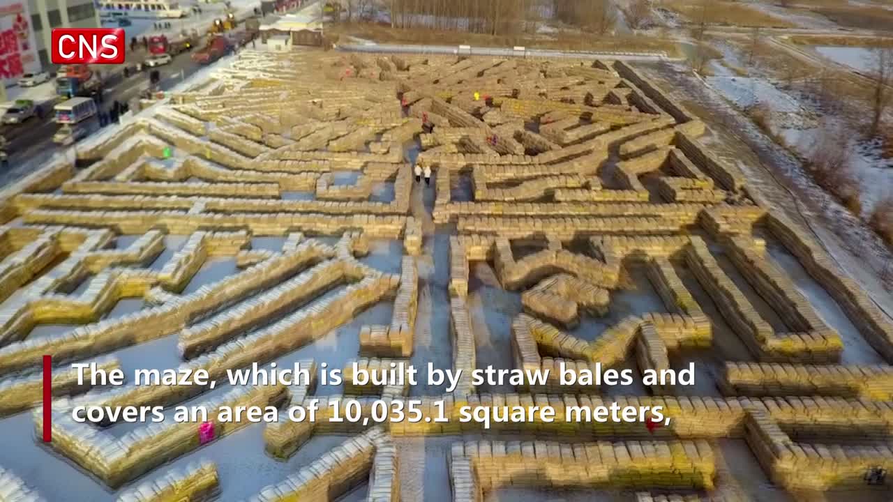 Straw bale maze sets Guinness record in NE China's Jilin
