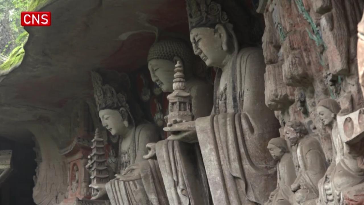 Rescue protection carried out for Dazu Rock Carvings in SW China's Chongqing