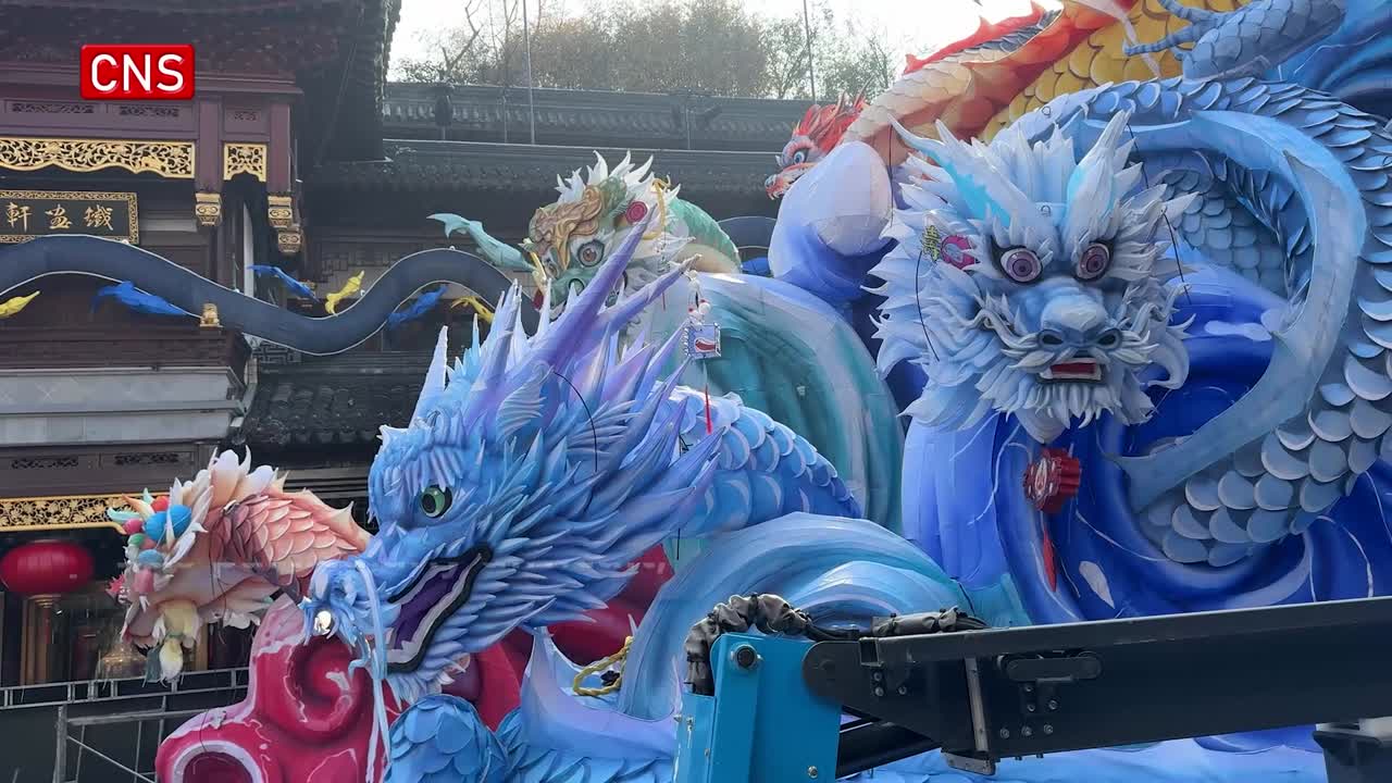 Dragon-themed lanterns ready to grace Yuyuan Garden
