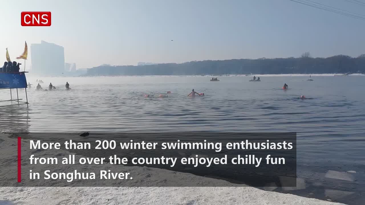 Over 200 winter swimming enthusiasts enjoy chilly fun in NE China
