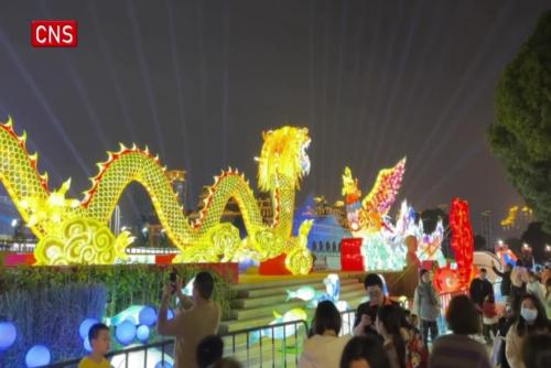 Waste materials turned into festive dragon lanterns for Chinese New Year