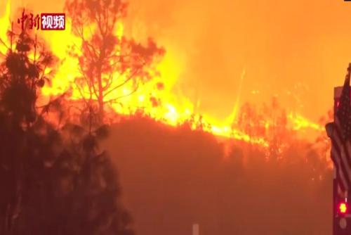 美国加州山火蔓延 数千人连夜撤离