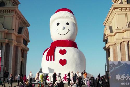 18-meter-high snowman returns annually in NE China's Harbin