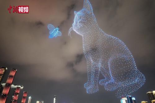 點亮“夜空畫布” 重慶無人機表演繪就奇幻夜景