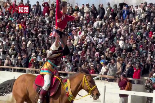 藏歷新年初三 拉薩上演民族傳統(tǒng)馬術(shù)表演